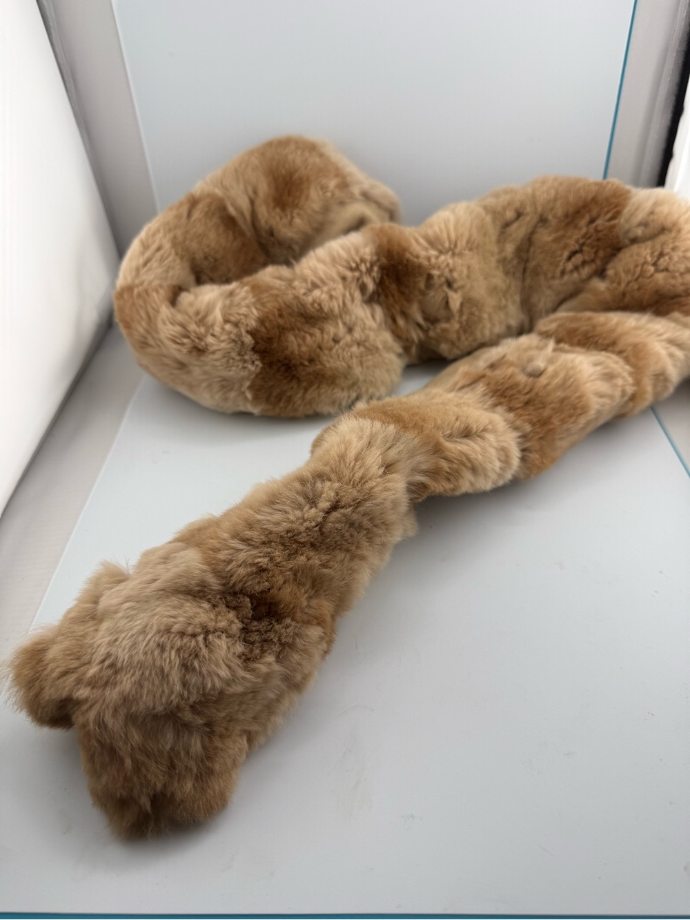 Adrienne Landau Genuine Rabbit Fur Cashmere Wool Scarf 42”